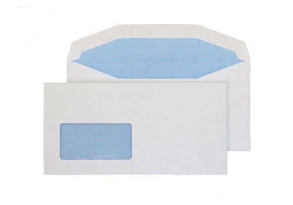 114 x 229 White Envelope With Window - Gummed - Wallet - 90gsm
